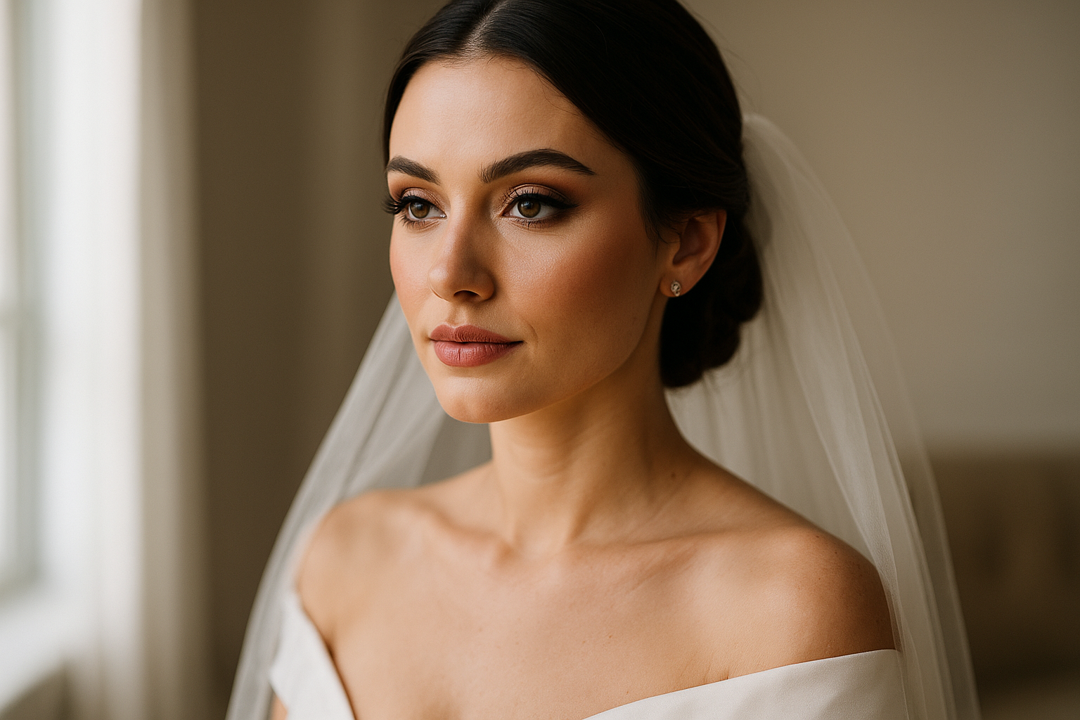 Svatební portrét nevěsty s vizážistickým líčením