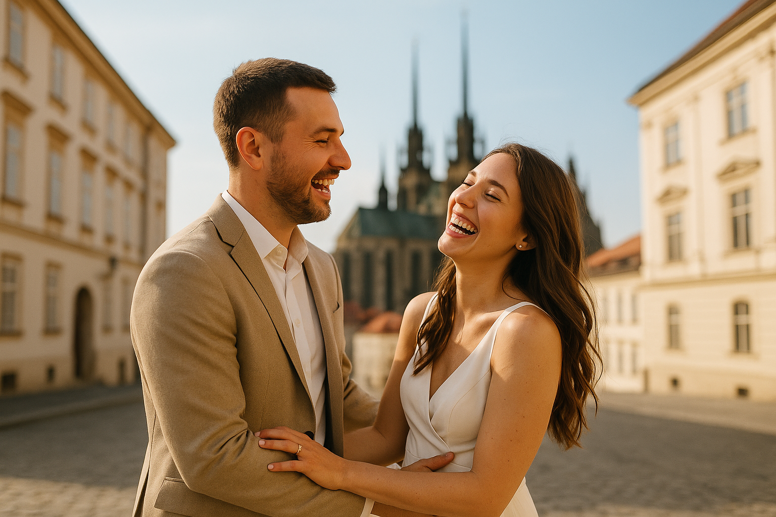 Pár při předsvatebním focení