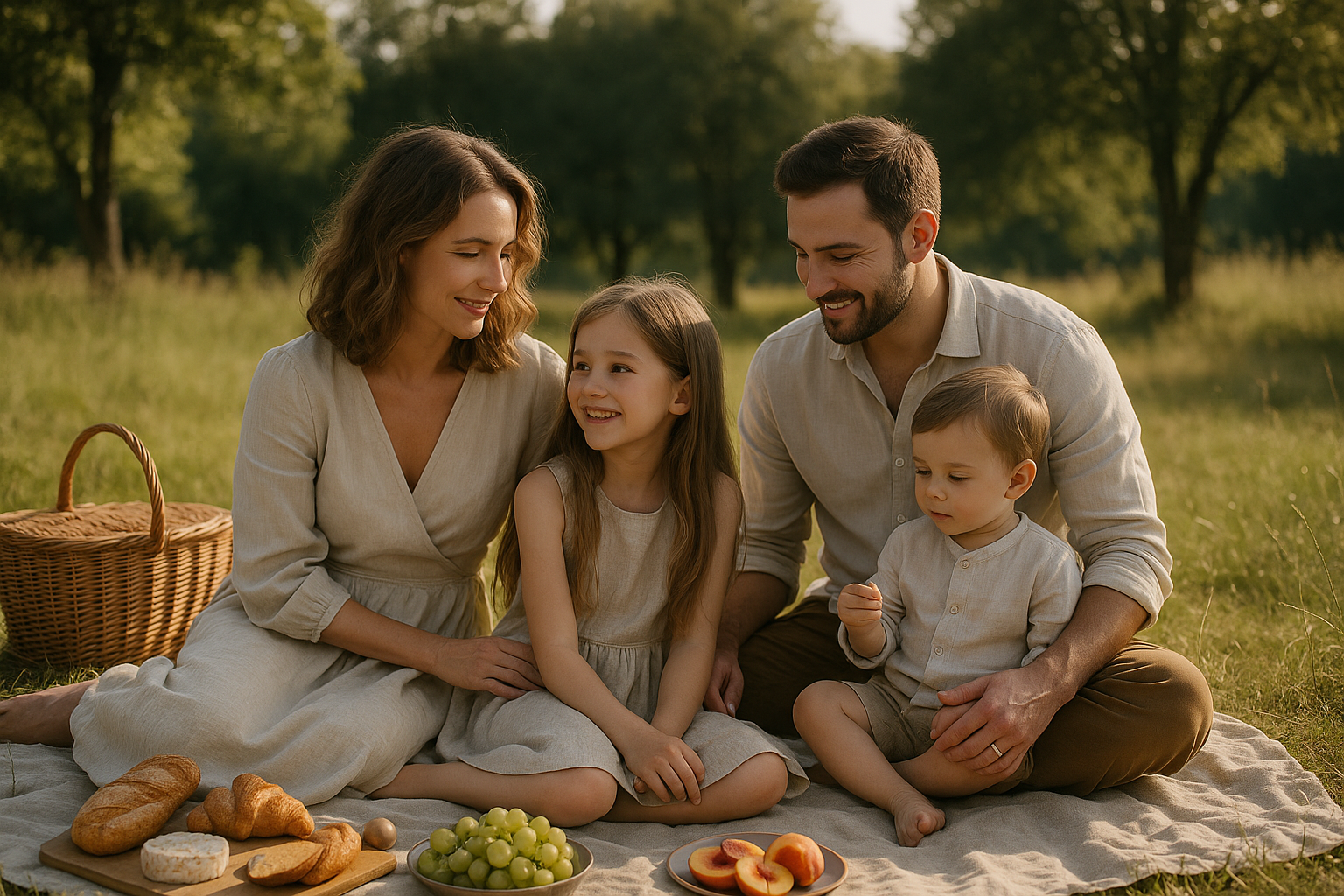 Rodina na pikniku v přírodě